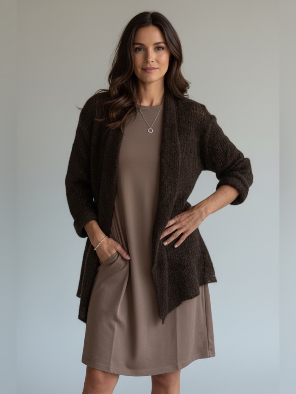 Eileen Fisher Brown Textured Knit Sweater